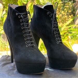 Miu miu platform suede lace up ankle booties